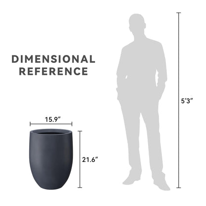 Kante 21.7" H Dark Gray Concrete Tall Planter, Large Outdoor Indoor Decorative Pot with Drainage Hole and Rubber Plug, Modern Round Style for Home and Garden