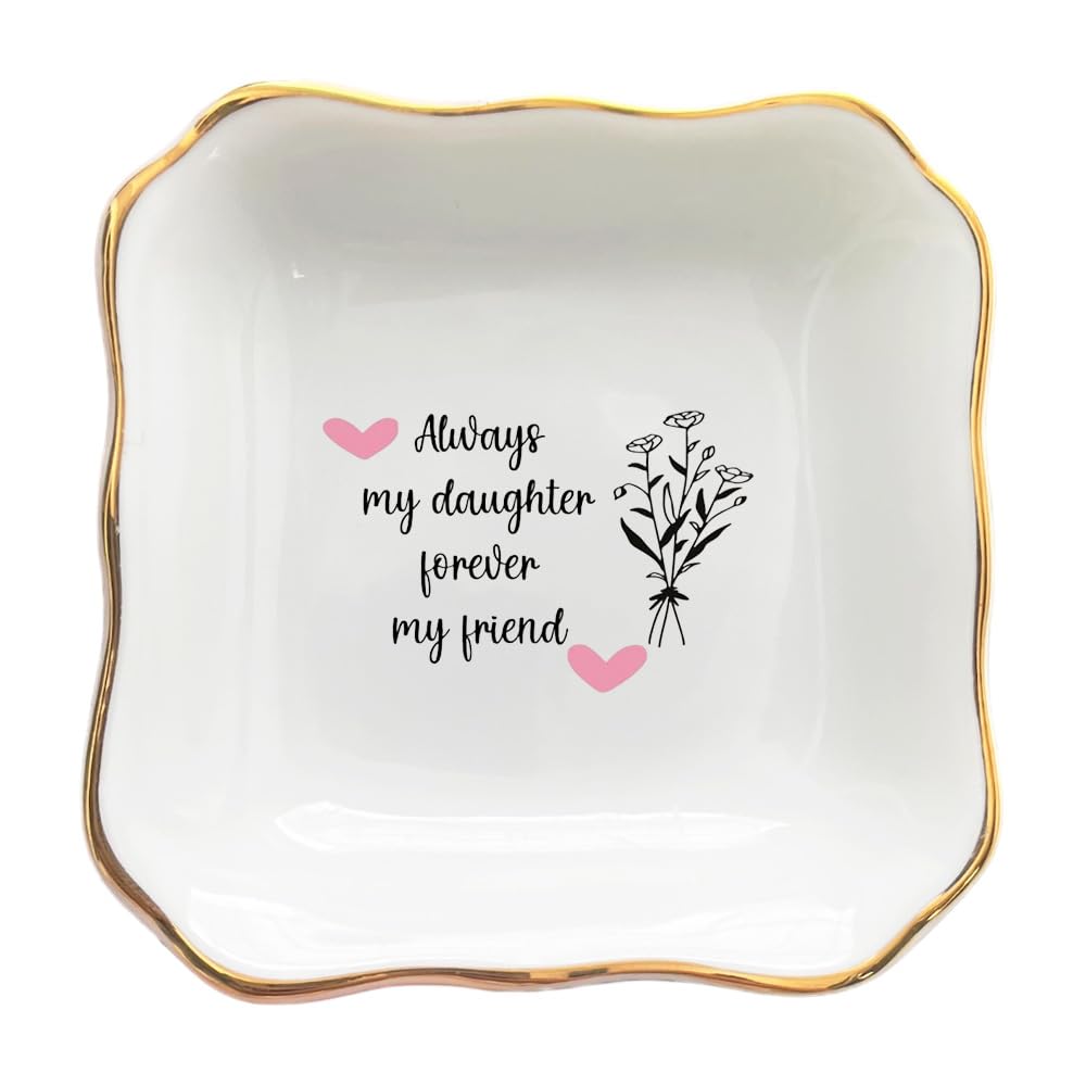 BAT TRANG Ceramic Trinket Tray, Future Daughter in Law Wedding Gift, Bridal Shower, Gifts for Bride from Mother in Law, Birthday Gift from Mom (Always My Daughter)