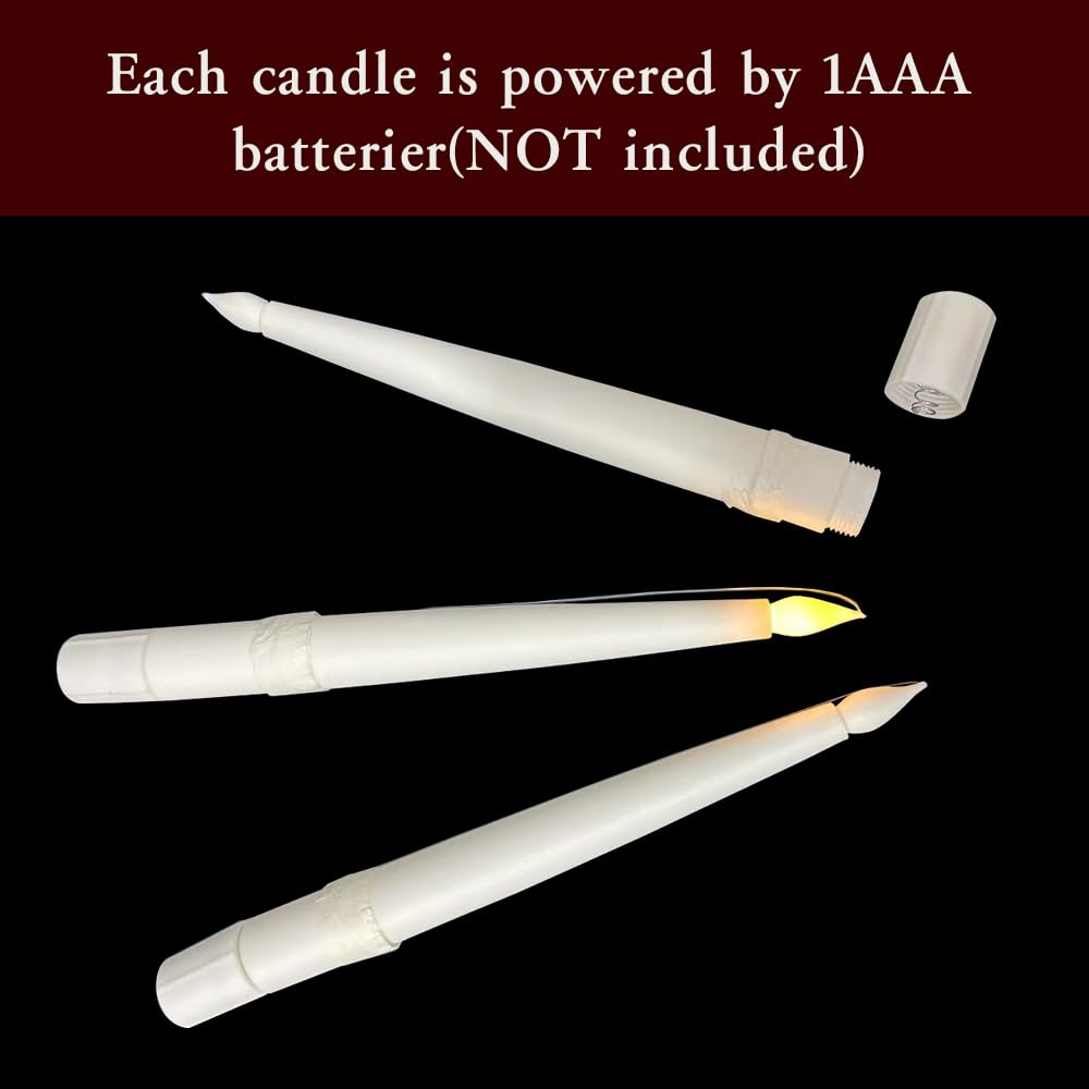 xunhuimemory 12 Pcs Floating Candles with Wand, LED Flickering Warm Light Magic Deco Candle, Flameless Taper Candles Battery Operated for Halloween Party Decor with Wand Remote Candle Wand Remote