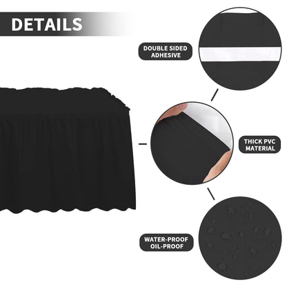 JHDZDHY 4 Pack Table Skirt 29 in x 14 ft Tablecloth Disposable Table Cover Reusable Stain Proof Plastic Table Skirts for Rectangle or Round Tables for Party, Wedding, Reception, Birthday (Black)