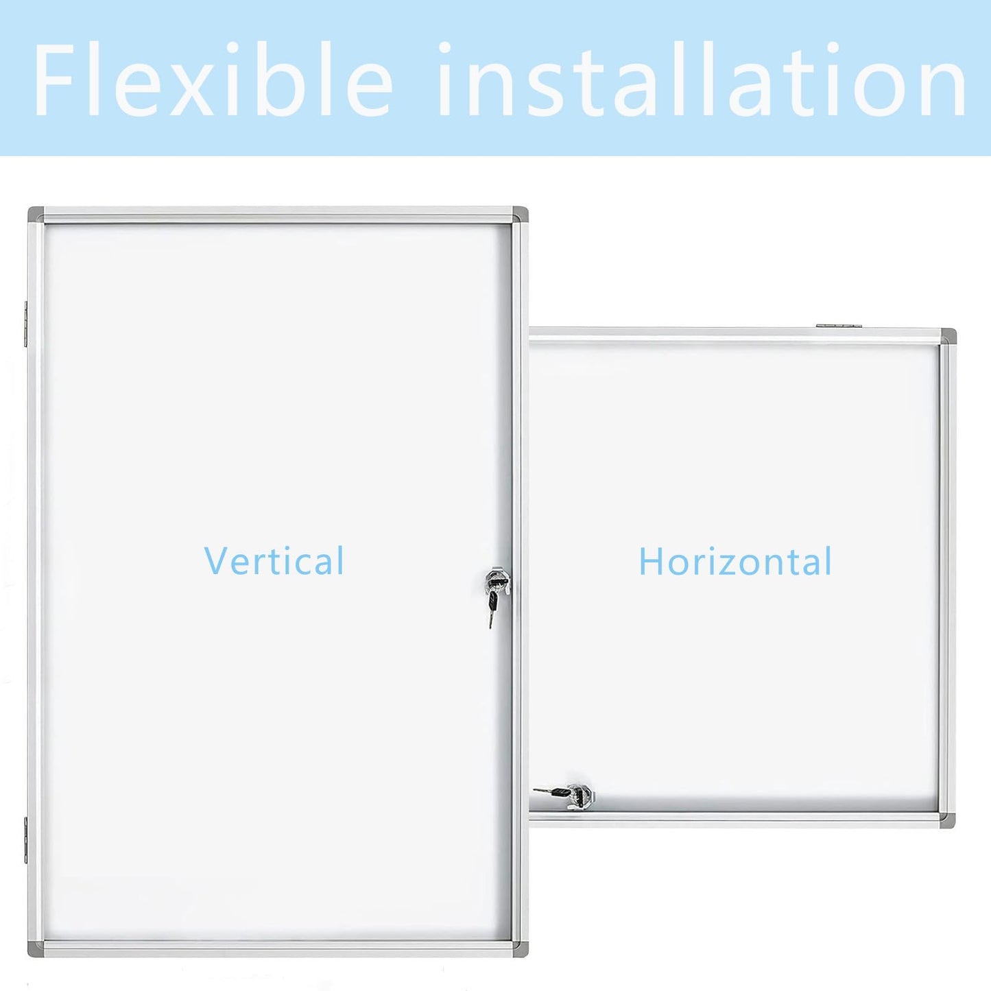 Enclosed Lockable Dry Erase Board 36x24 Inches - Magnetic White Board with Acrylic Door & Keys - Silver Aluminum Frame Notice Board Wall Mount Display Case for School, Office & Community