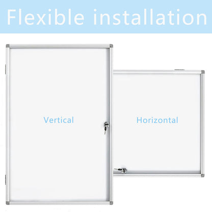 Enclosed Lockable Dry Erase Board 36x24 Inches - Magnetic White Board with Acrylic Door & Keys - Silver Aluminum Frame Notice Board Wall Mount Display Case for School, Office & Community