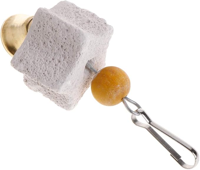 Bird Beak Grinding Mineral Block with Bells – Small Pet Chewing Stone for Health, Suitable for Rabbits, Hamsters and Birds