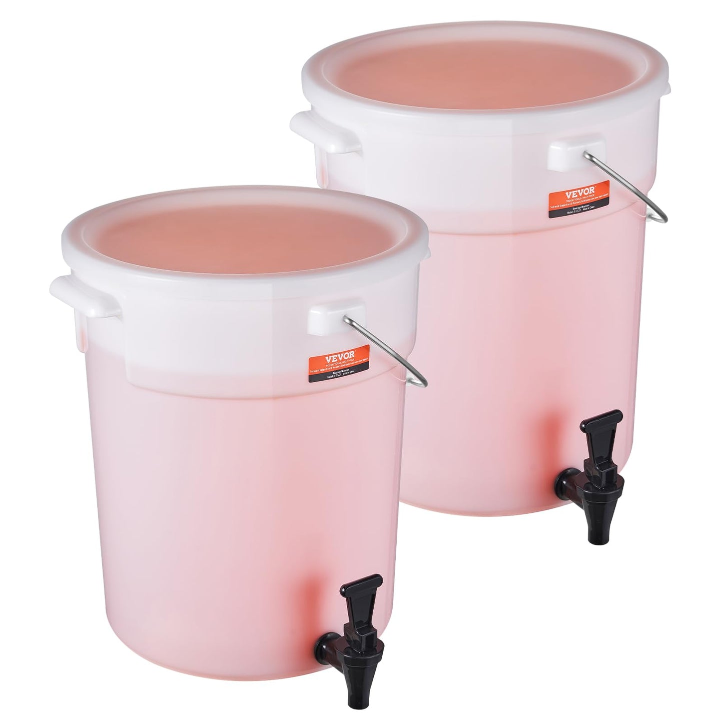 VEVOR Beverage Dispenser, 5 Gallon *2 Drink Dispensers for Parties, Plastic Juice Dispenser with Spigot and Lid, Iced Tea Lemonade Juice Water Dispenser, for Restaurants, Hotels, Parties, 2 Pack