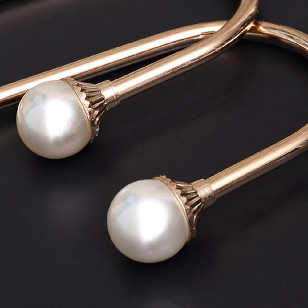 COCIVIVRE 2 Pack Curtain Holdbacks Wall Mounted Curtain Tiebacks Hooks Plastic Pearl U Shape Curtain Tiebacks with Screws Curtain Ties for Home Office-Gold