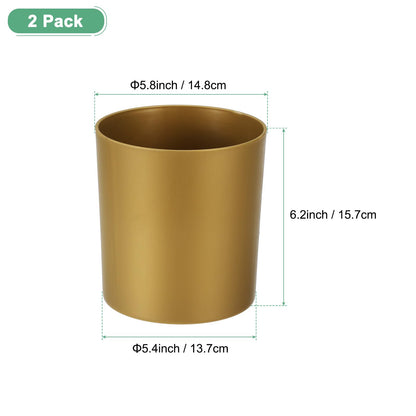 M METERXITY 2-Pack Plastic Plant Pots, 6 Inch Plastic Planters Round Flower Planter Containers Flower Pots for Indoor/Outdoor/Garden, Plant Holder [Gold Tone]