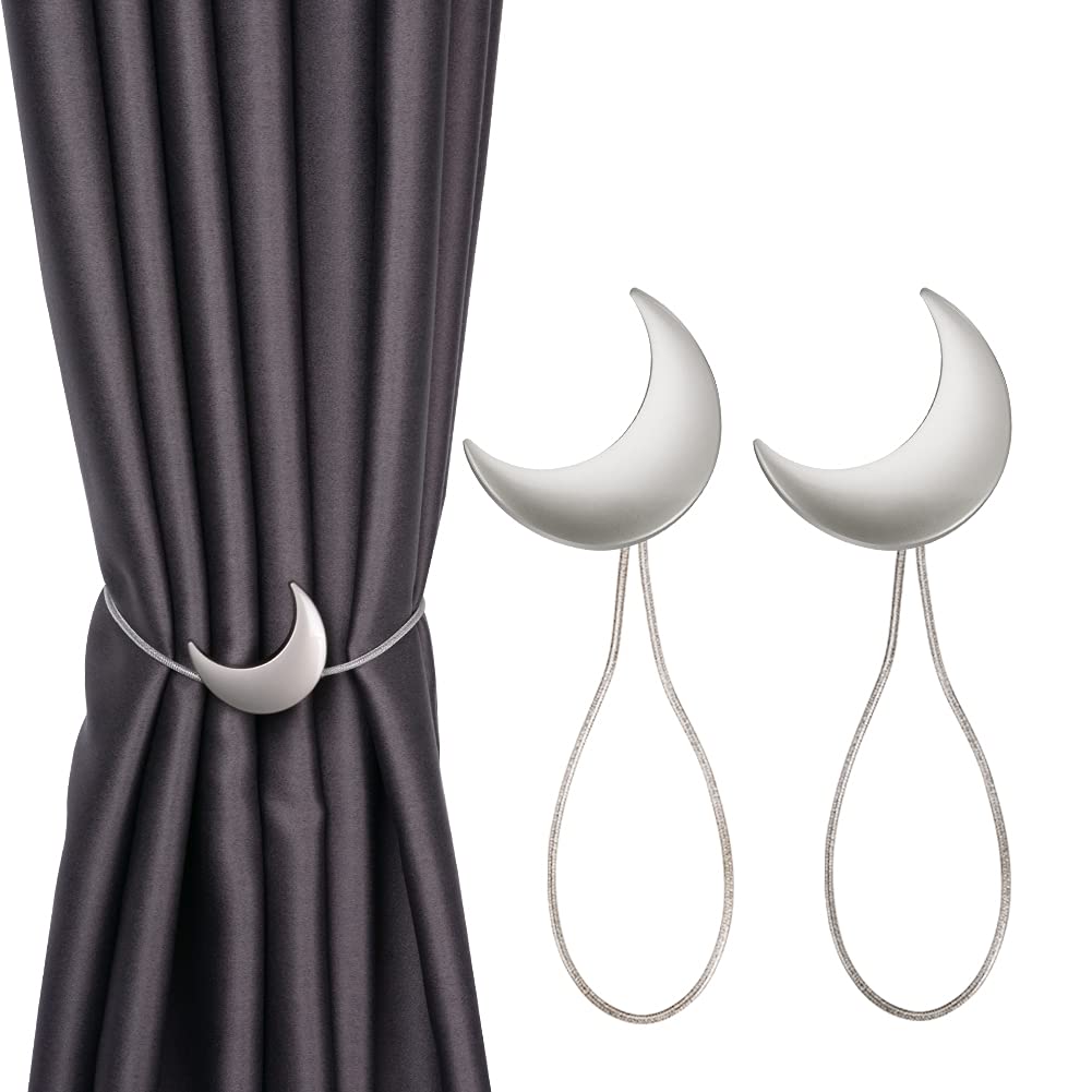 Sorfia Curtain Tiebacks, 2 Pack Magnetic Curtain Tiebacks Moon Curtain tie Back Curtain holdbacks Magnetic Curtain Clips Curtain tie Backs Curtain Clips Holder for Window Draperies Hold Curtains Drape