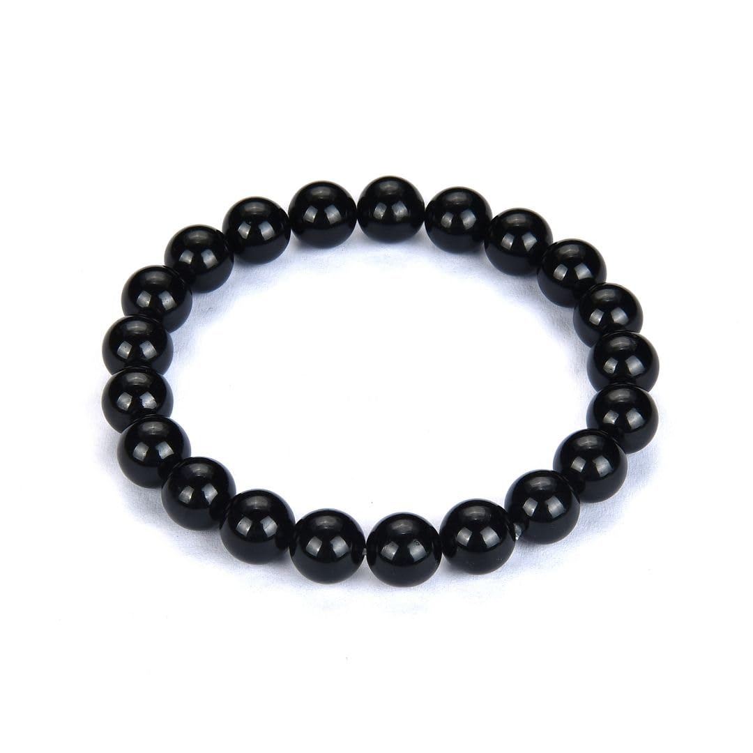 Adabele Real Natural Grade A Black Tourmaline Gemstone Beaded Bracelet 8 inch Stretch Chakra Healing Crystal Stone Jewelry Women Mom Gift GB8-C1