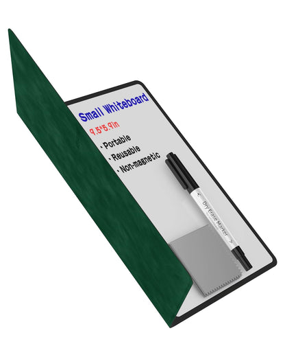 Mehaving Portable Small White Board Dry Erase Board, Reusable 9.5 * 6.6in Notebook Memo, Office Home Supplies Desk Accessories MH760 (Green)