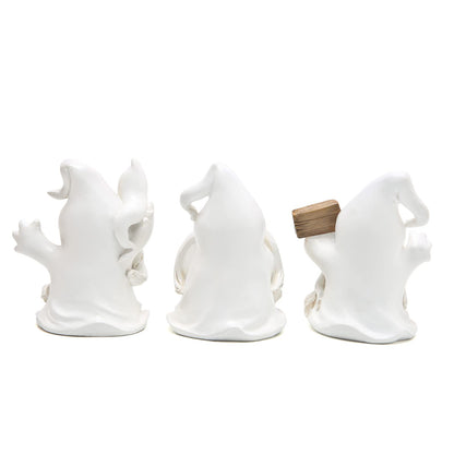 Hodao Halloween Ghost Gnome Figurines - Cute Spooky with Pumpkin & Boo Sign, 3PCS Indoor Outdoor Decor for Home, Party, Tiered Trays, Windowsills & Gifts