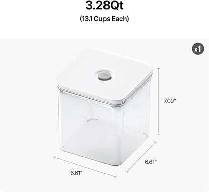 VAKUEN Premium Airtight Food Storage Containers, 3.28qt 1 Piece, Smart One-Click Seal Lid, No Hinges, Patented Double Silicone Lining, 100% Leak Proof, BPA-FREE, Dishwasher, Microwave Safe