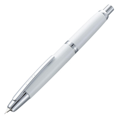 Jinhao 10 Press Fountain Pen with Box, Pearl White Retractable Extra Fine Nib with Ink Converter Set (Silver Clip)