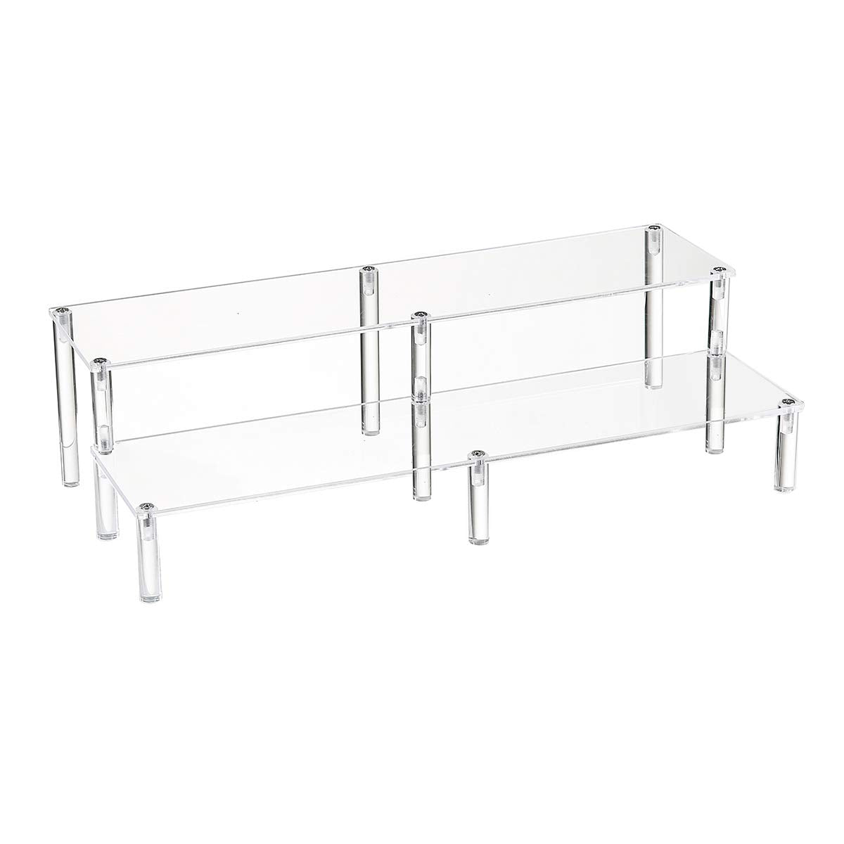 BYCY 2 Tier Clear Acrylic Display Stand Cupcakes Holder, Dessert Display Riser for Great Event, Birthday Party, Wedding Party ( 1 Pack - 16" X 6.9" X 4.25" )