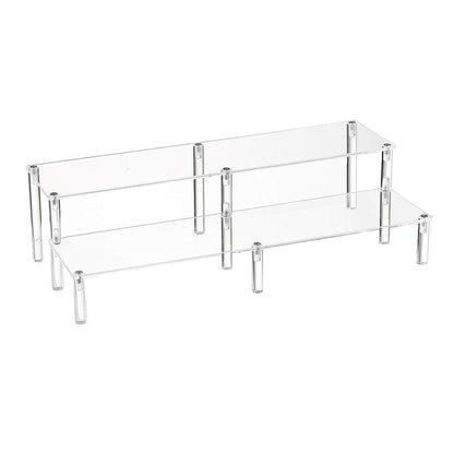 BYCY 2 Tier Clear Acrylic Display Stand Cupcakes Holder, Dessert Display Riser for Great Event, Birthday Party, Wedding Party ( 1 Pack - 16" X 6.9" X 4.25" )