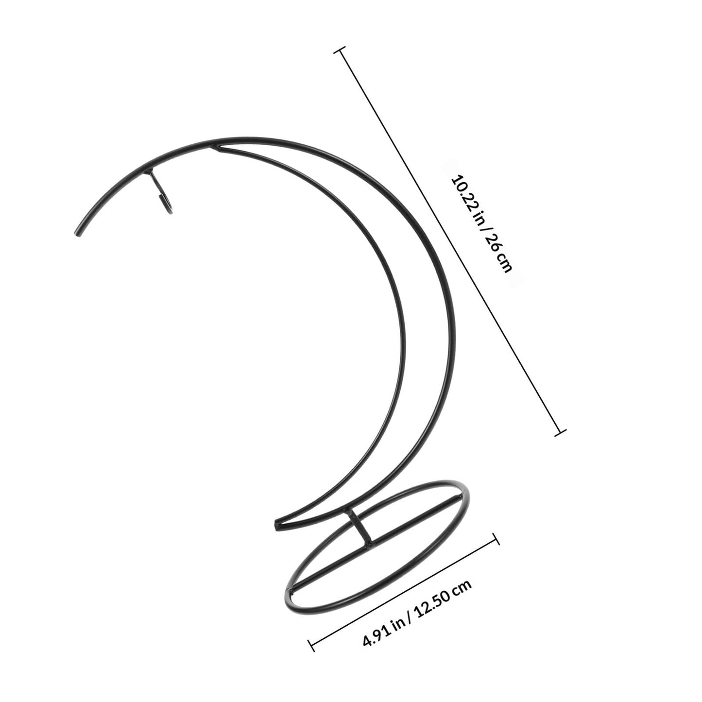 TOPPERFUN 2pcs Moon-shaped Hanging Hook Black Metal Plant Stand Terrarium Holder for Indoor Air Plant Display and Handmade Glass Globe Vase Hanger
