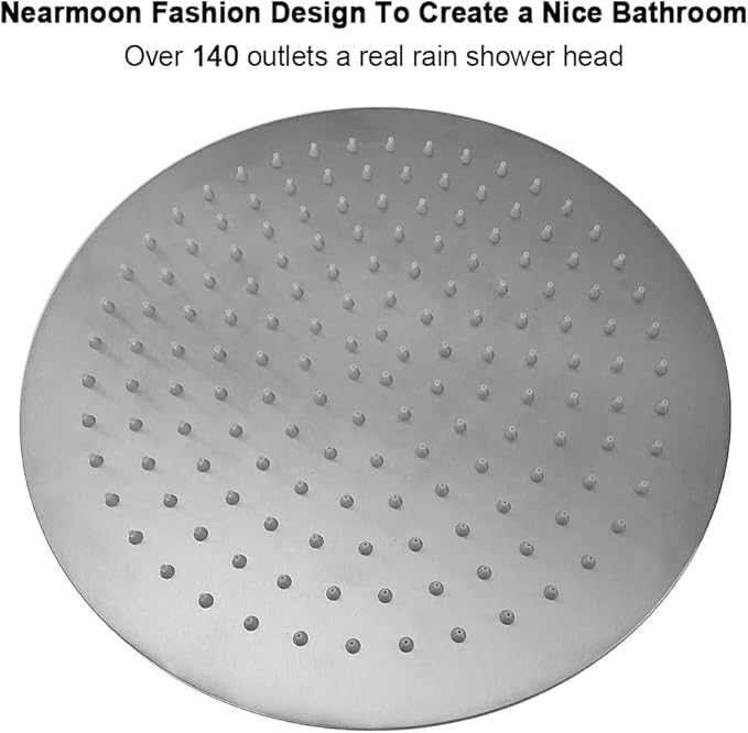 NearMoon Rain Shower Head, Ultra-Thin Design-Pressure Boosting, Awesome Some Experience, High Flow Stainless Steel Rainfall Head (12 Inch, Brushed Nickel)