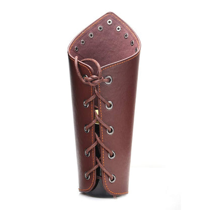 AZORA Leather Arm Guards Archery Gauntlet Wristband Medieval Leather bracers Viking Cosplay Wrist Guard for Men Women (2PCS Pack)