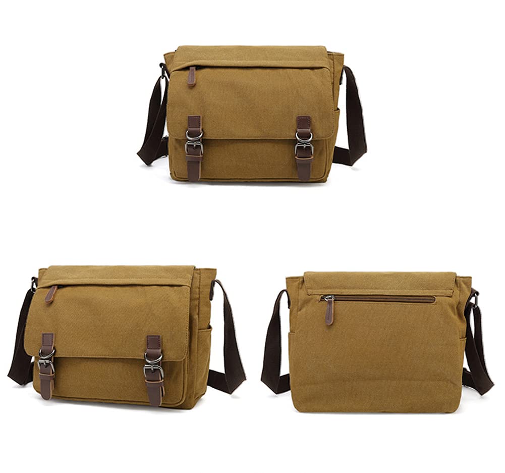 Sechunk Canvas Vintage Messenger Bag Shoulder bag Leather Cross body bag Large Travel Crossbody bags for men women 13inch Laptop