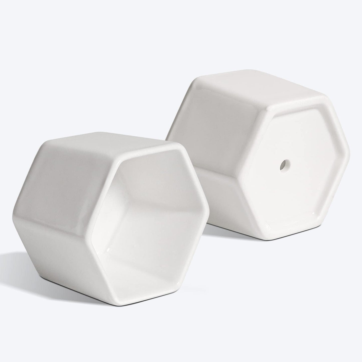 T4U Mini White Succulent Planter Pots with Bamboo Tray Hexagon Set of 12,Tiny Geometric Ceramic Cactus Plant Holder, Plant Gifts for Gardener Women Coworker, Home Office Table Desk Decoration