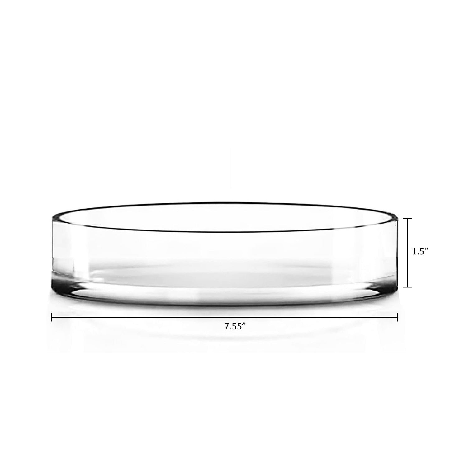 CYS Excel Clear Wide Glass Cylinder Vase (H:1.5" D:7.5") Flower Vase Centerpieces Hurricane Floating Pillar Candle Holder Terrarium Planter