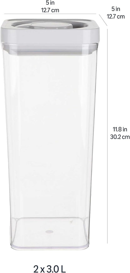 Amazon Basics Airtight Food Storage Containers, BPA Free, Dishwasher Safe, with Twist/Turn Lids, for Kitchen Pantry Organization, 10-Piece Square Set, Clear Plastic