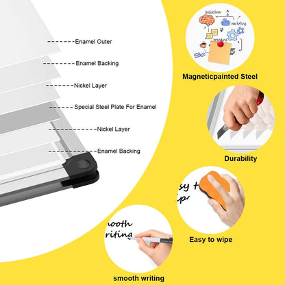 XBoard Porcelain Magnetic Dry Erase Board 48 x 36 Inch, Porcelain Whiteboard Aluminium Frame & Marker Tray