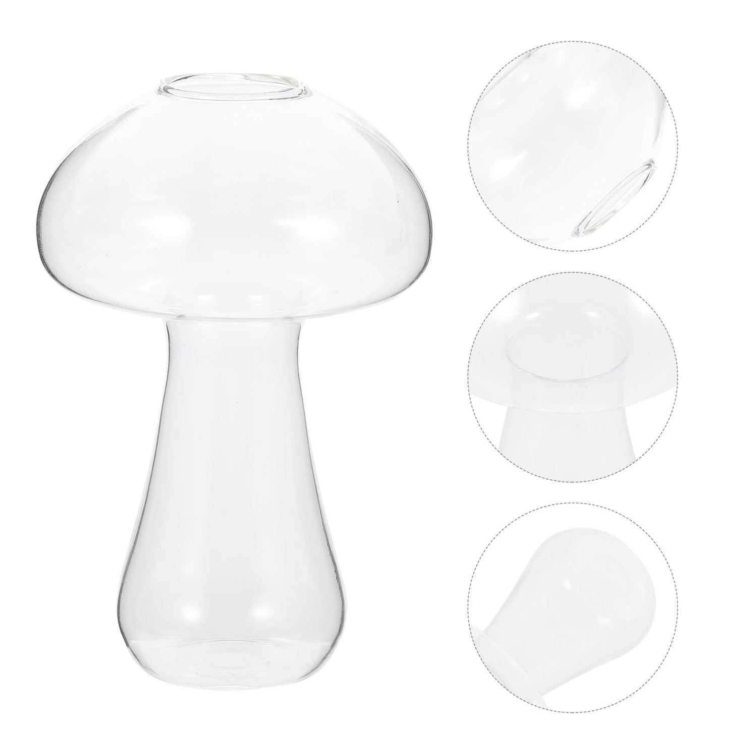DECORNIJIA Mushroom Shaped Small Glass Vase 12x8cm, Hydroponic Terrarium Planter for Plants and Betta Fish, Glass Floral Decoration for Living Room and Home Décor