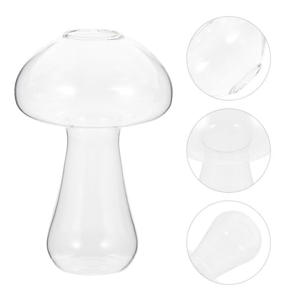 DECORNIJIA Mushroom Shaped Small Glass Vase 12x8cm, Hydroponic Terrarium Planter for Plants and Betta Fish, Glass Floral Decoration for Living Room and Home Décor