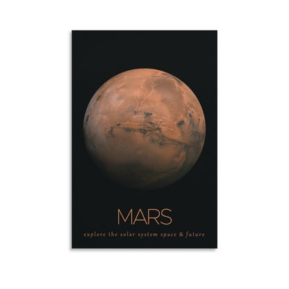 LGDSBHH Minimalist Mars Solar System Canvas Wall Art - Educational Space Planet Poster - Science Classroom & Kids Bedroom Decor - 12x18 Inch (Unframed)