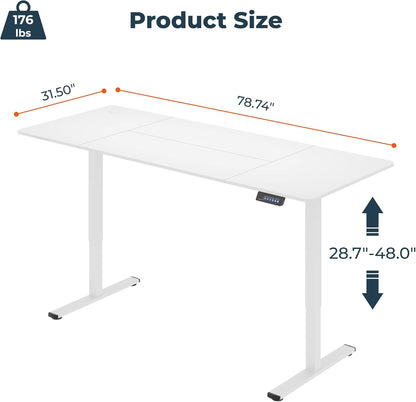 Adjustable Standing Desk, Large 79x31 Inches Standing Desk with Cable Management, Height Adjustable Home Office Computer Desk with Memory Preset&Charging USB Port&Sedentary Reminder