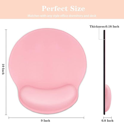 WAVEYU Ergonomic Mouse Pad with Wrist Support, Decorative Mouse Mat for Women Non-Slip Rubber Base Mousepad for Desk Laptop Gaming Working Computers Easy Typing & Pain Relief, Pink