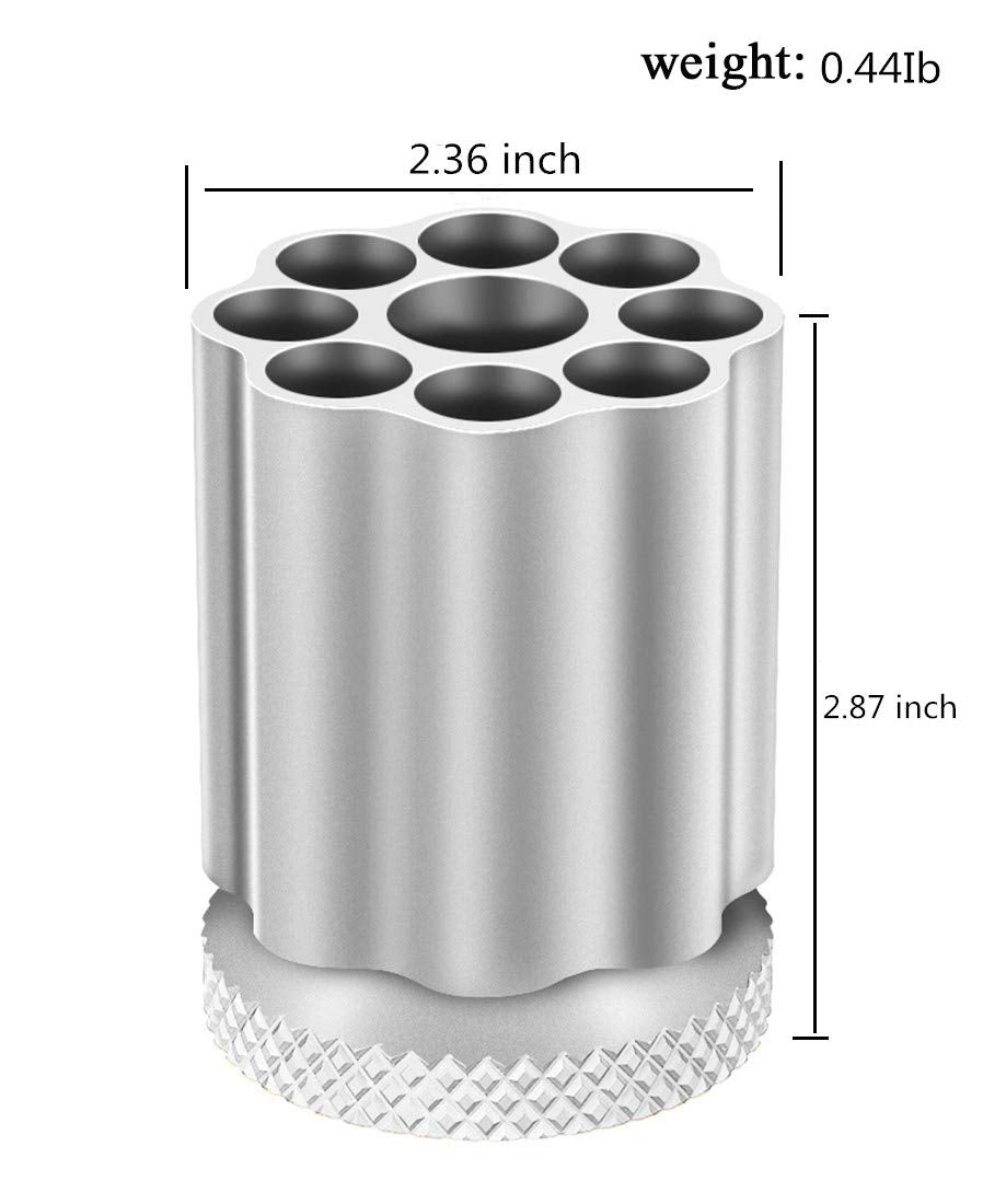 QIAN76 Rotating Revolver Pen Holder, Gun Cylinder Pen Holders, Favorite Pencil Holder and Perfect Stationery Supplies (Silver)