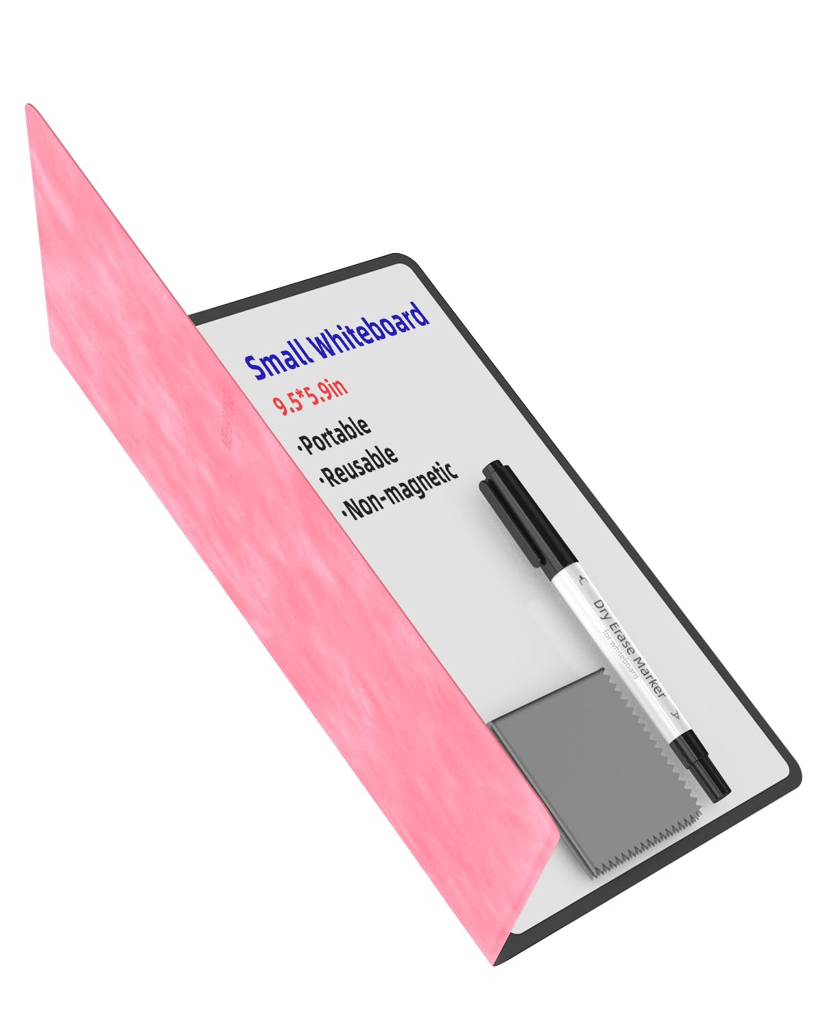 Mehaving Portable Small White Board Dry Erase Board, Reusable 9.5 * 6.6in Notebook Memo, Office Home Supplies Desk Accessories MH760 (Pink)