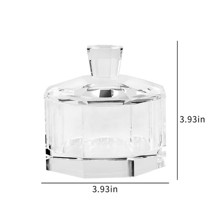 DONOUCLS Crystal Candy Dish with Lid Hand-Cut Home Decorative Jewelry Box/Jar W 5" x H 5" with Multi-faceted, Comes With Gift Box