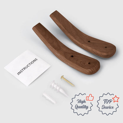 COCOYA 2Pack Wood Hooks Wall Mounted, Minimalist Easy Install Natural Real Walnut Cute Mid Century Modern Simple Rustic Boho Home Foyer Entryway Decor, for Hanging Hat Cap Bag Coat Towel Clothes