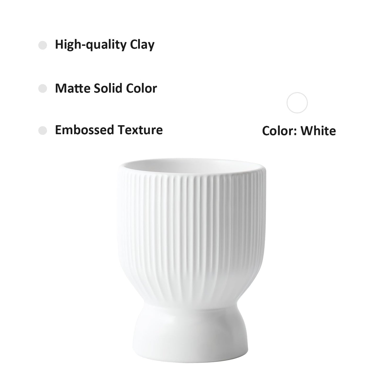 OXART 5.6 Inch Plant Pot, Ceramic Planters for Indoor Plants, Large Indoor Plant Pot with Drainage Holes, Flower Pots, Decorative Pots for Flowers & Herbs, White