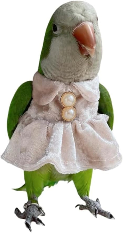 Bird Costume Bird Diaper Flight Suit Parrot Velvet Fleece Skirt Clothes Cosplay Photo Prop for Conure Lovebird Parakeet Cockatiel Macaw Small Animals Apparel (White,Small)