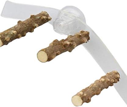 Suction Cup Wood Perch Toy, Wood Bird Perch Cage Accessories, Style C