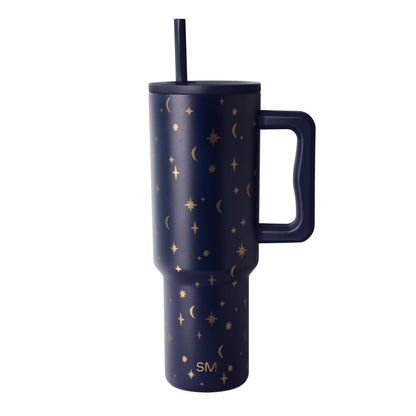 Simple Modern Halloween 40 oz Trek Tumbler with Handle and Straw Lid | Cup Holder Friendly Insulated Stainless Steel Travel Mug | Blue Lunar Night