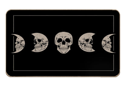 Lacosu Halloween Skull Moon Phase Door Mat - Skeleton Entrance Floor Mat, 17"X30"