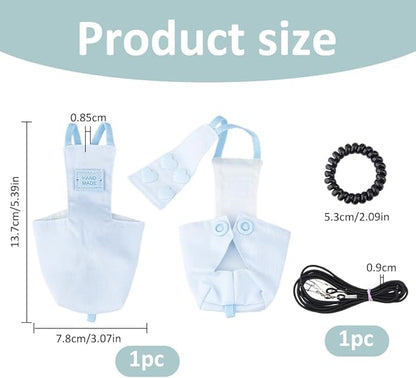 SUPERFINDINGS Snap Closure Parrot Diaper with Adjustable Leash Reusable Bird Flight Suit 2.09Inch Leash Small Parakeet Harness Small Bird Flight Suit Diaper for Indoor Outdoor Training Light Sky Blue