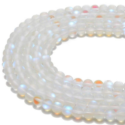 PLTbeads Gorgeous Moonstone Crystal Glass Natural Gemstone Loose Beads 6mm Matte Round Approxi 15 inch DIY Bracelet Necklace for Jewelry Making