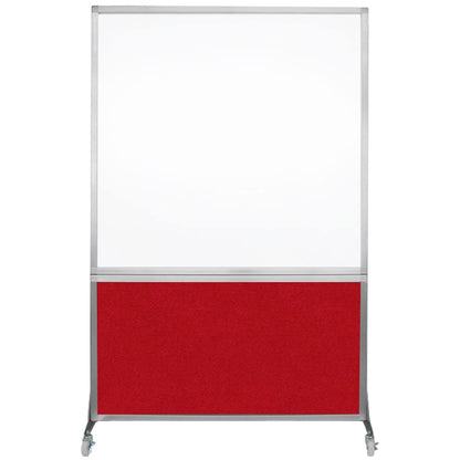 DivideWrite Mobile Whiteboard | Double Sided Dry Erase Board | Portable Office Cubicle Partition | Display for Classrooms, Conference Rooms, Meeting Areas and More | Red Fabric 4' Wide X 6' Tall
