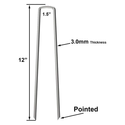 OK5STAR 100 Pack 12" Garden Stakes Pins,Heavy Duty Garden Landscape Staples Stakes Pins Galvanized Landscape Fabric Staples Sod Ground Staple for Anchoring Weed Barrier Fabric