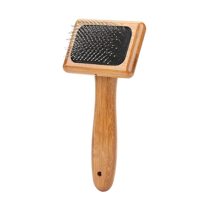 Oumefar 1PCS Bamboo Dog Hair Comb, Pet Wooden Brush Massage Grooming Slicker Brush with Rounded Bristles(Charged)