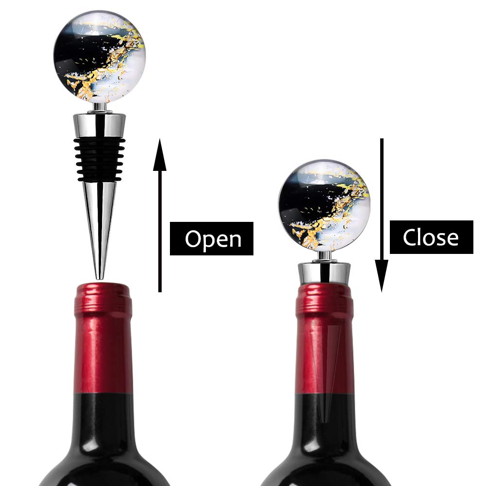 Soleebee 3 Pack Decorative Wine Stoppers, Wine Bottle Stopper with Beautiful Art Glass，Beverage Bottle Stoppers For Gifts, Bar, Holiday Party, Wedding (Style J)
