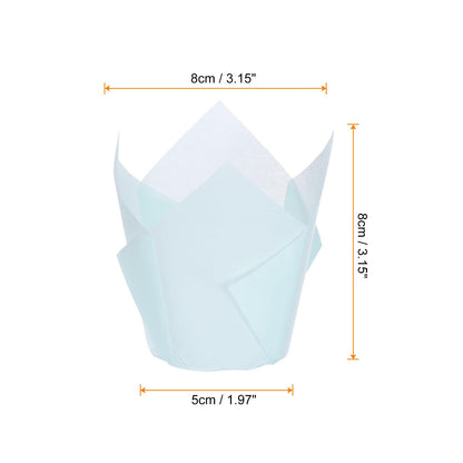 HARFINGTON 150pcs Tulip Cupcake Liners Greaseproof Baking Cups Paper Cupcake Wrappers Holders for Parties Weddings Birthdays, Blue