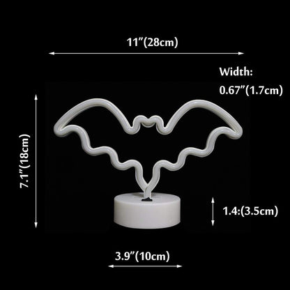 Vicila LED Neon Bat Lights Purple, Bat Shape Neon Signs Night Lights Battery Operated Desk Table Lamp for Bedroom, Bar, Wall, Halloween Decor-Bat with Holder Base(Purple)