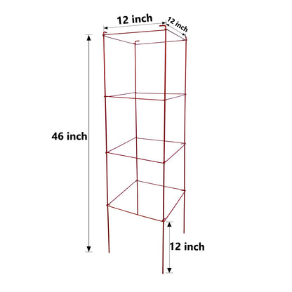 Thealyn Tomato Cages 6 Packs 46 Inch (H) Plant Stand with 164 Feet Twist Ties, Heavy Duty Garden Plants Support for Tomatoes, Cucumber, and Other Climbing Plants (Red)