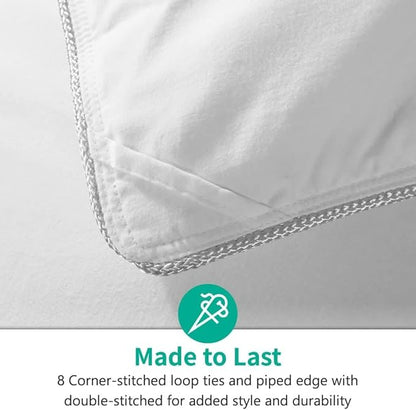 APSMILE Full/Queen Size Down Feather Fibers Duvet Insert - Ultra-Soft All Season Down Feather Fibers Comforter Hotel Collection Comforter, 46 Oz Fluffy Medium Warmth (White, 90x90)